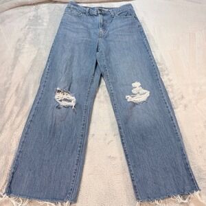 Levi's 501‎ High Waisted Straight Jeans Distressed Light Wash Size 28